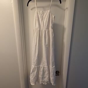 Japna White Textured Floral Dress